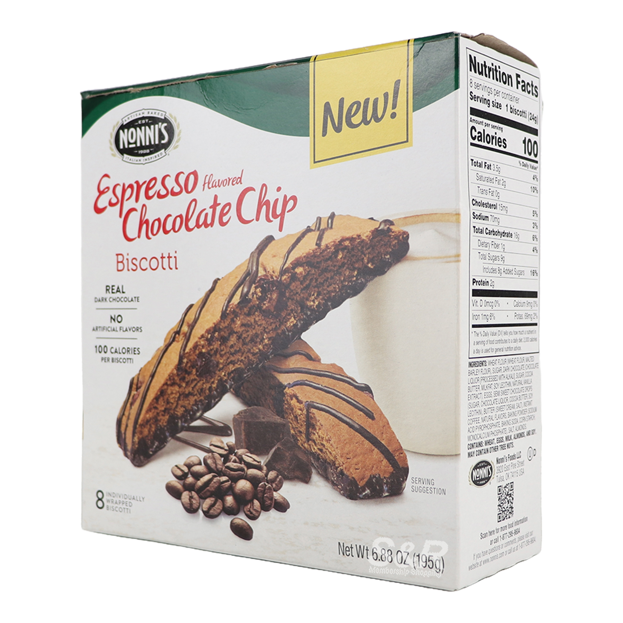 Nonnis Espresso Chocolate Chip Biscotti 195g Nonnis Espresso Chocolate Chip Biscotti 195g